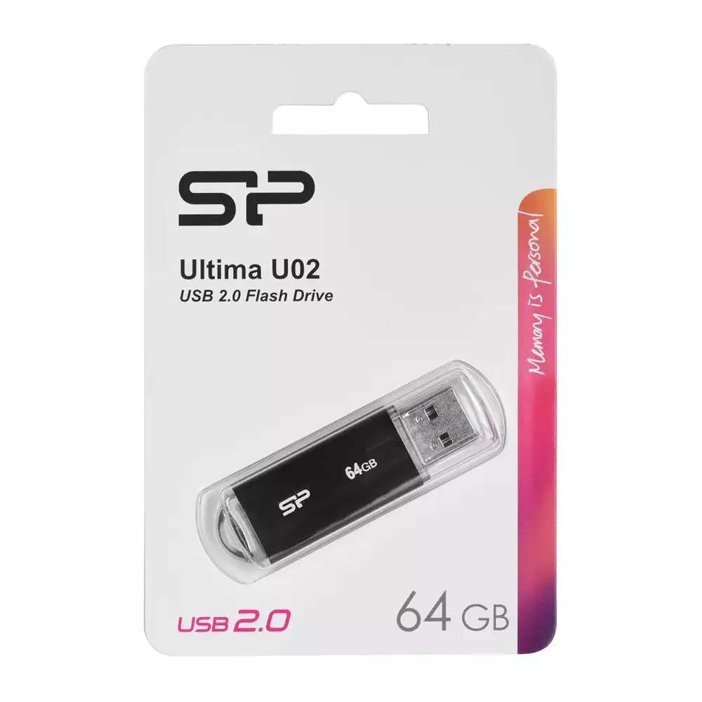 CLÉ USB SILICON POWER ULTIMA U02 / 64 GO / NOIR