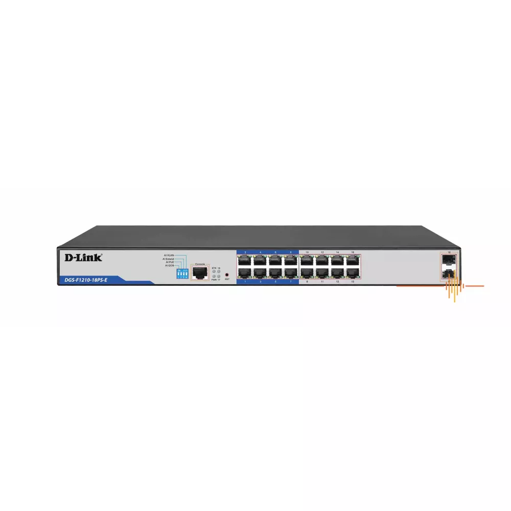 SWITCH D-LINK 16-PORT GIGABIT LONG RANGE SMART MANAGED POE DGS-F1210