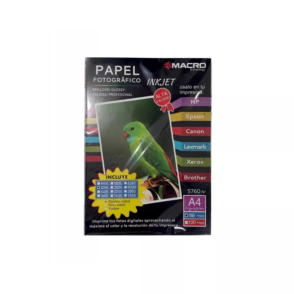 Ram papier photo MACRO A4 glossy double face 120GR 50P