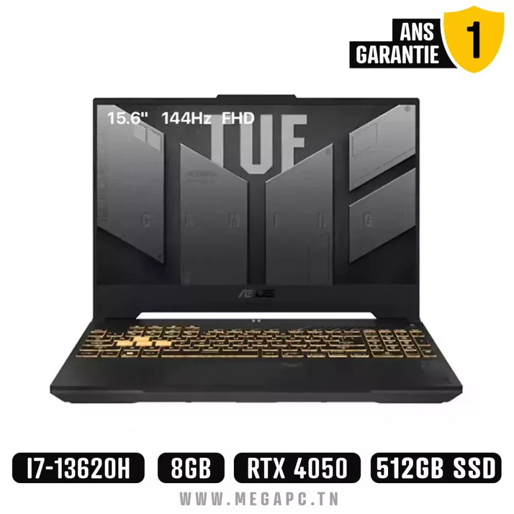 Pc Portable Gamer ASUS TUF Gaming F15 FX507VU / i7-13620H / 8 Go / 512 Go SSD / Windows 11 / Noir