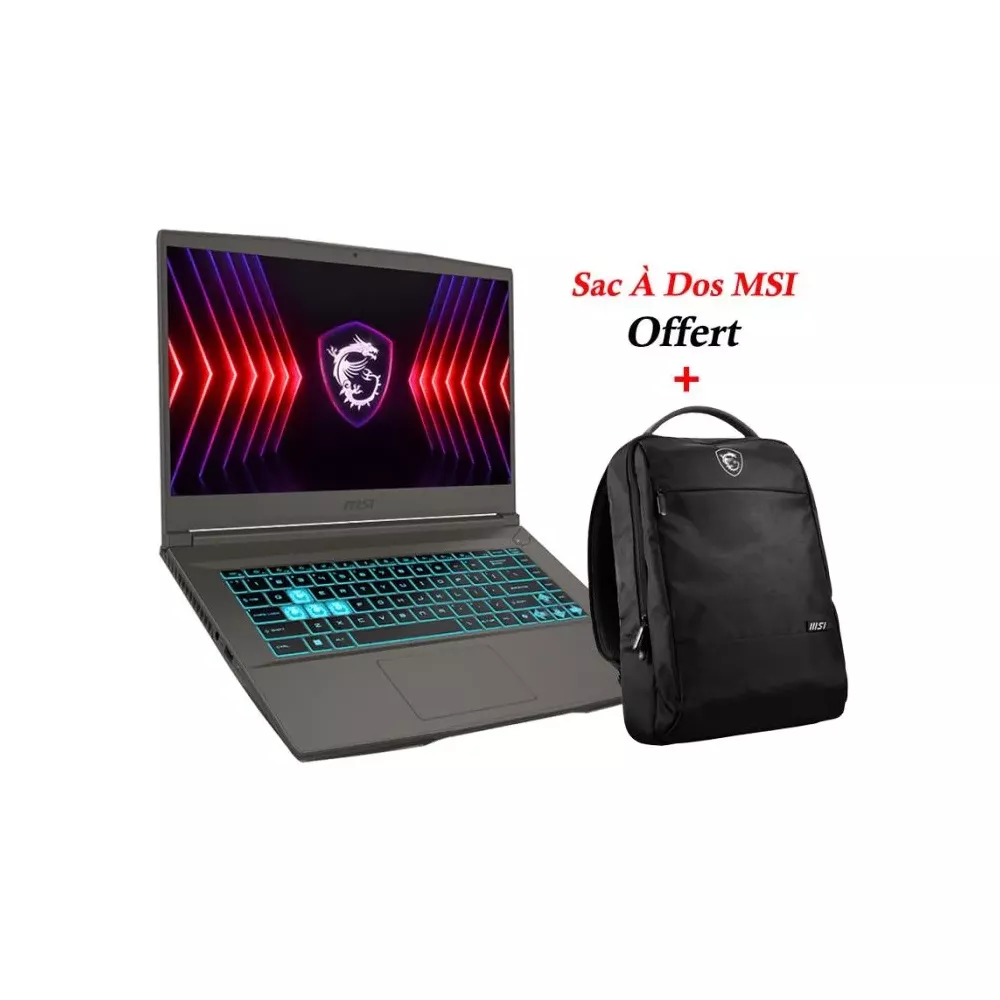 PC Portable Gamer MSI Thin 15 B13UCX i5 13è Gén 8Go RTX 2050